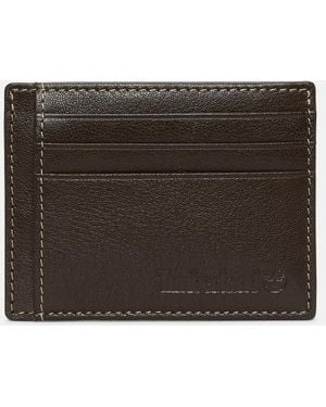 Timberland Milled Leather Card Holder For Men In Brown, Man, Brown - Black