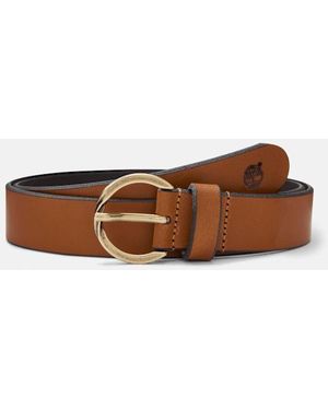 Timberland 30Mm Natural Leather Belt With Twisted Buckle For - Brown