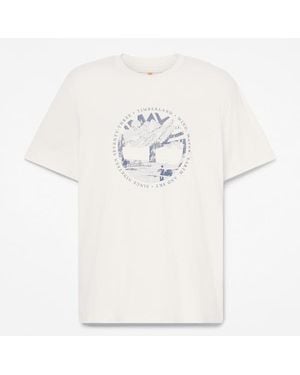 Timberland Tree Logo Lake House Graphic T-Shirt For - White