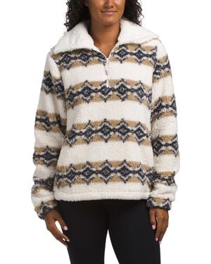 TJ Maxx Korat Half Zip Printed Sherpa Jacket, Polyester - Gray