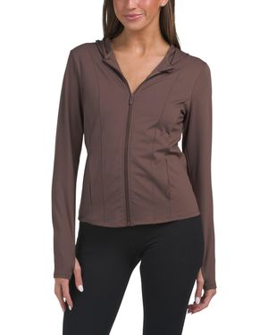TJ Maxx Butter Feel Zip Up Jacket For Spandex/Polyester - Brown