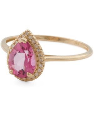 TJ Maxx 14Kt Topaz And Diamond Fancy Ring, Diamond - Pink
