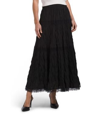 TJ Maxx Tiered Maxi Skirt For Polyester - Black