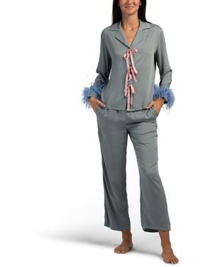 TJ Maxx 2Pc The Bow Pajama Set With Detachable Feathers For Viscose - Blue