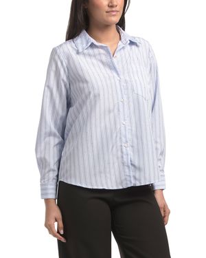 TJ Maxx Boyfriend Stripe Shirt For Polyester/Rayon - Gray