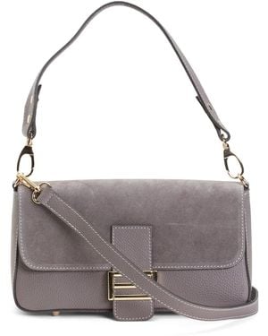 TJ Maxx Leather And Suede Baguette, Leather//Suede - Gray