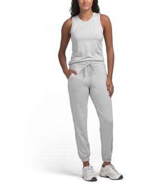 TJ Maxx 2Pc Cationic Jersey Tank Top And Slim Sweatpants With Pockets Set, Spandex/Polyester - Gray