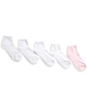 TJ Maxx 5Pk Scalloped Cuff Ankle Socks For Spandex/Polyester - White