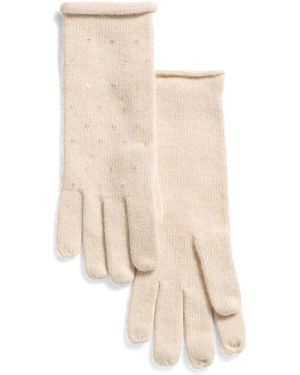 TJ Maxx Scattered Sequins And Rolled Edges Gloves For Nylon/Wool - Natural