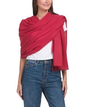 TJ Maxx Cashmere Pashmina Scarf With Eyelash Fringes For - Red