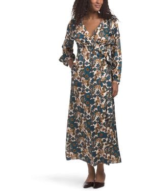 TJ Maxx Silk Blend Rose Maxi Dress For Spandex/Polyester/Rayon - Multicolor