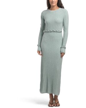 TJ Maxx Braided Belt Knit Maxi Dres For Nylon/Polyester/Wool - Green