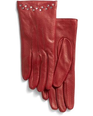 TJ Maxx Leather Px Gloves With Wool Blend Lining For Nylon/Leather/Wool - Red