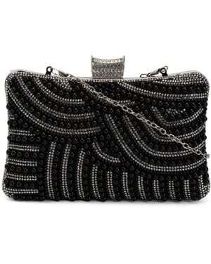 TJ Maxx Beads With Crystal Stones Swirl Clutch Bag For Leather - Black
