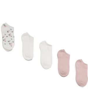 TJ Maxx 5Pk Floral Full Cushion Low Cut Socks For Spandex/Cotton/Polyester - White