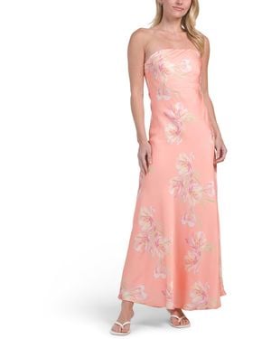 TJ Maxx Bright Print Placed Satin Dress For Polyester - Pink