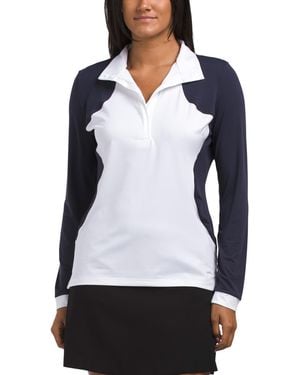 TJ Maxx Upf 50+ Colorblock Long Sleeve Quarter Zip Jacket With Cooling Sleeves For Nylon/Spandex/Polyester - White