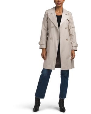 TJ Maxx Double Breasted Water Repellent Trench Coat, Cotton/Polyester - Natural