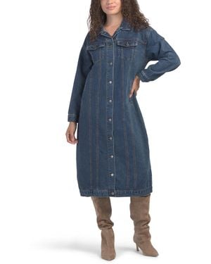 TJ Maxx Arden Long Denim Trench Coat, Cotton - Blue