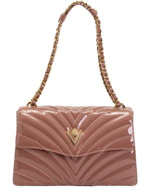 TJ Maxx Patent Leather Quilted Crossbody With Chain Strap For Leather - Brown