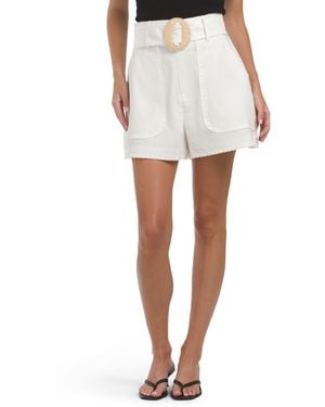 TJ Maxx Linen Blend Orena Embroidered Shorts For Cotton/Linen - White