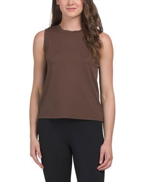 TJ Maxx Bubble Mesh Tank With Ribbed Trim For Nylon/Spandex - Brown