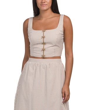 TJ Maxx Seersucker Pull Over Fully Lined Top With Bow Details For Cotton/Polyester - Multicolor
