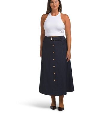 TJ Maxx Button Down Skirt With Belt For Spandex/Polyester/Rayon - Blue