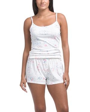 TJ Maxx 2Pc Cross Stitch Pointelle Camisole And Shorts Set For Spandex/Polyester/Rayon - White