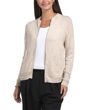 TJ Maxx Zip Up Knit Hoodie With Crochet Back For Nylon/Wool - Natural