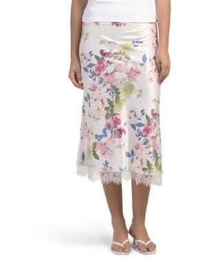 TJ Maxx Bias Skirt With Lace Hem For Spandex/Polyester - Multicolor