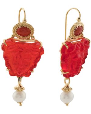 TJ Maxx 18Kt Plated Venetian Glass Earrings For - Red