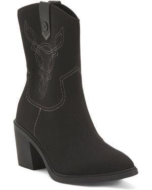 TJ Maxx Wesley Pointy Toe Western Comfort Boots For Leather - Black