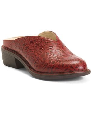 TJ Maxx Leather Michy Tooled Western Mules For - Red