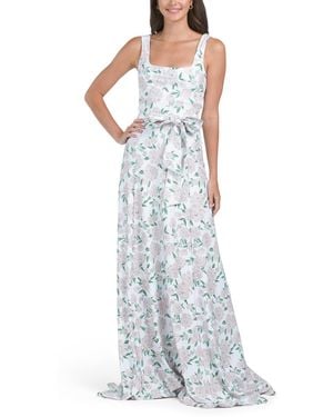 TJ Maxx Sleeveless Floral Gown For Polyester - White