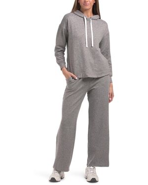 TJ Maxx Brushed Stripe Hoodie Sweat Set, Spandex/Polyester - Gray