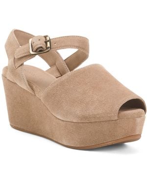 TJ Maxx Suede Wagga Wedge Sandals For Leather/Suede - Natural