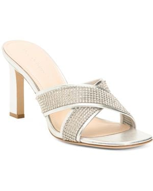 TJ Maxx Leather Ireland Crystal Embellished Sandals For - White