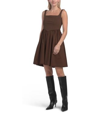TJ Maxx Ponte Top V-Waist Mini Dress For Nylon/Spandex/Cotton - Natural