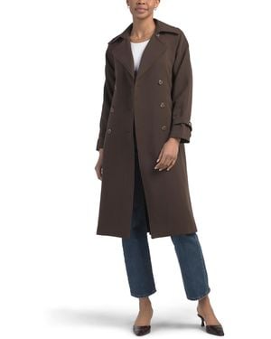 TJ Maxx Oversized Double Breasted Notch Collar Trench Coat With Belted Waist, Spandex/Polyester/Viscose - Brown
