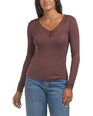 TJ Maxx Wool Blend Long Sleeve Top For Spandex/Acrylic/Wool - Purple
