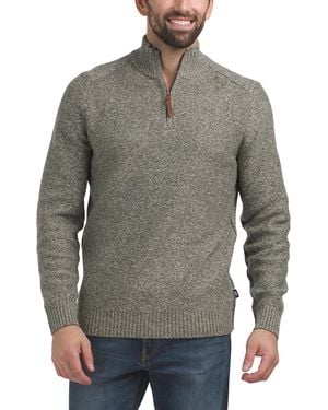 TJ Maxx Marled Quarter Zip Sweater For Spandex/Cotton/Polyester - Gray