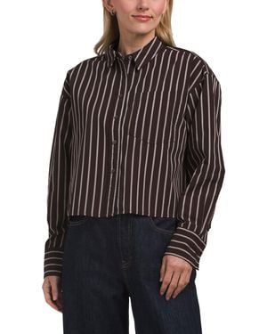 TJ Maxx Cropped Shirt With Chest Pocket For Cotton - Black