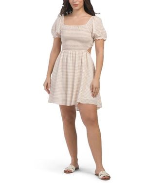 TJ Maxx Open Back Smocked Mini Dress For Viscose - Natural