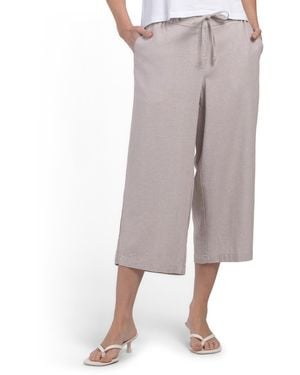 TJ Maxx Petite Linen Blend Wide Leg Crop Pants For Linen/Rayon - Gray