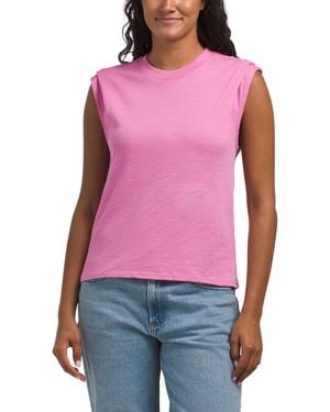 TJ Maxx Marina Muscle T-Shirt With Snap Shoulders For Cotton - Red