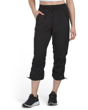 TJ Maxx Woven Capris With Cargo Pockets, Spandex/Polyester/Rayon - Black