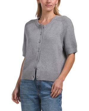 TJ Maxx Short Sleeve Cardigan, Cotton - Gray