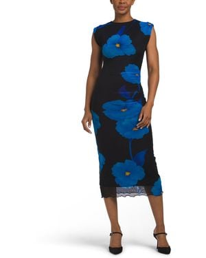 TJ Maxx Side Ruched Maxi Dress For Polyester - Blue