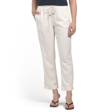 TJ Maxx Linen Blend Straight Leg Pants With Wide Band For Spandex/Linen/Rayon - White